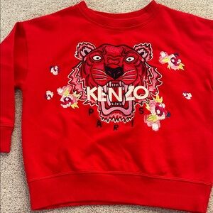 Kenzo Girls Red Sweatshirt with Tiger Design in size 6A